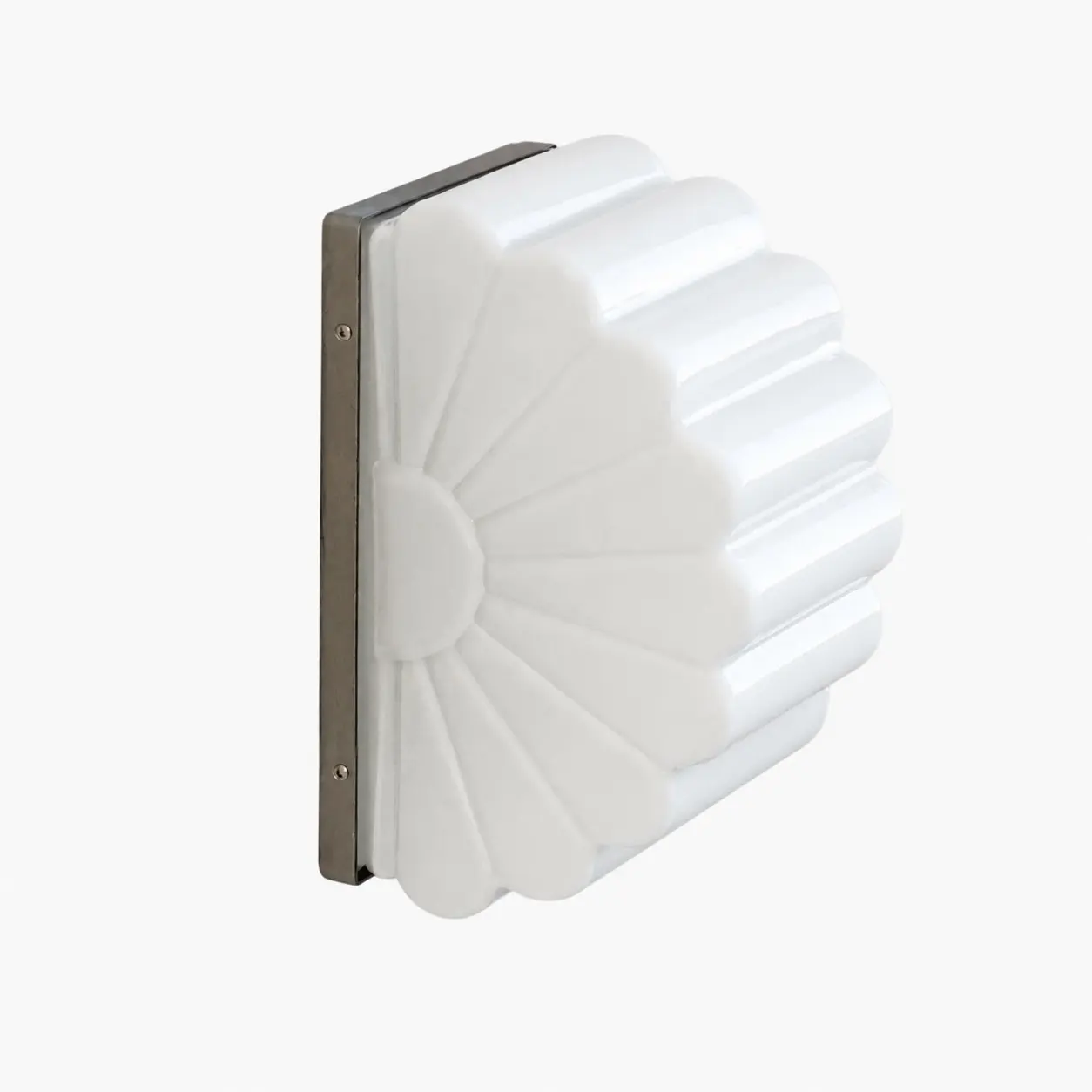 White pleated glass LED wall sconce