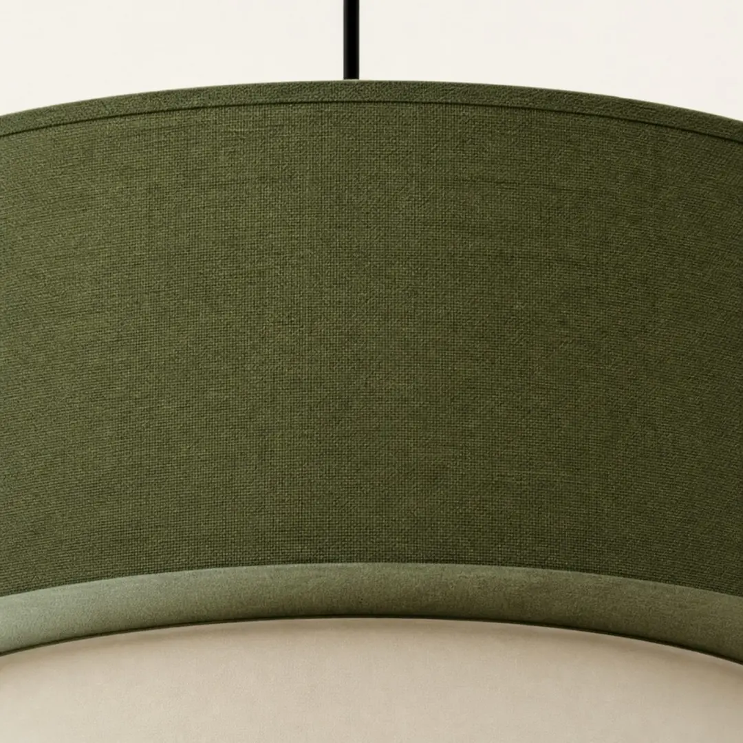 Green woven fabric texture and edge detail