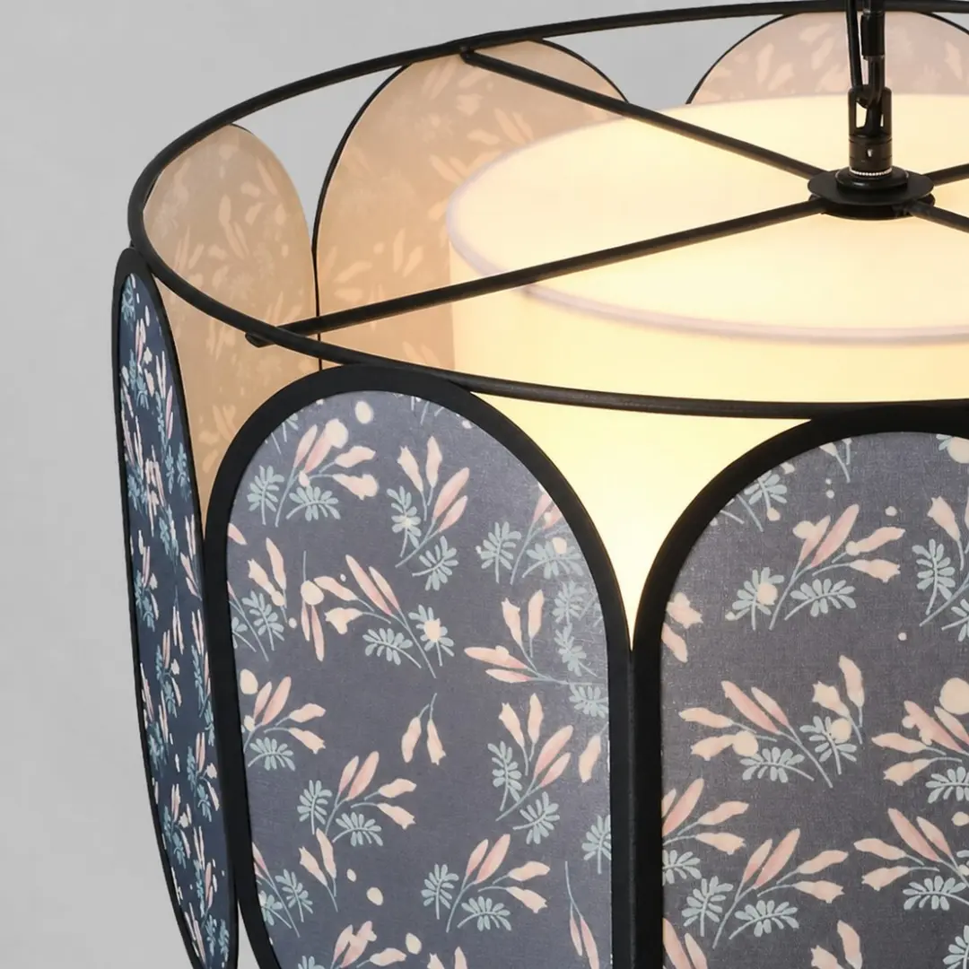 Close-up of the layered fabric light diffuser