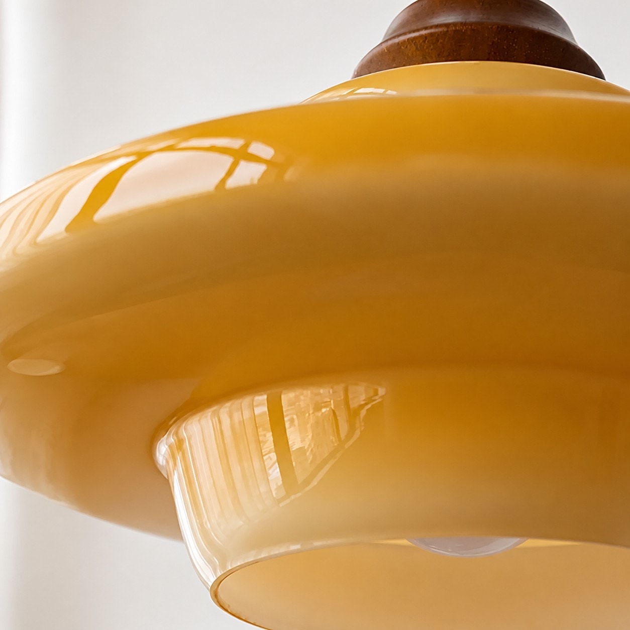 Caramel yellow glass shade underside detail