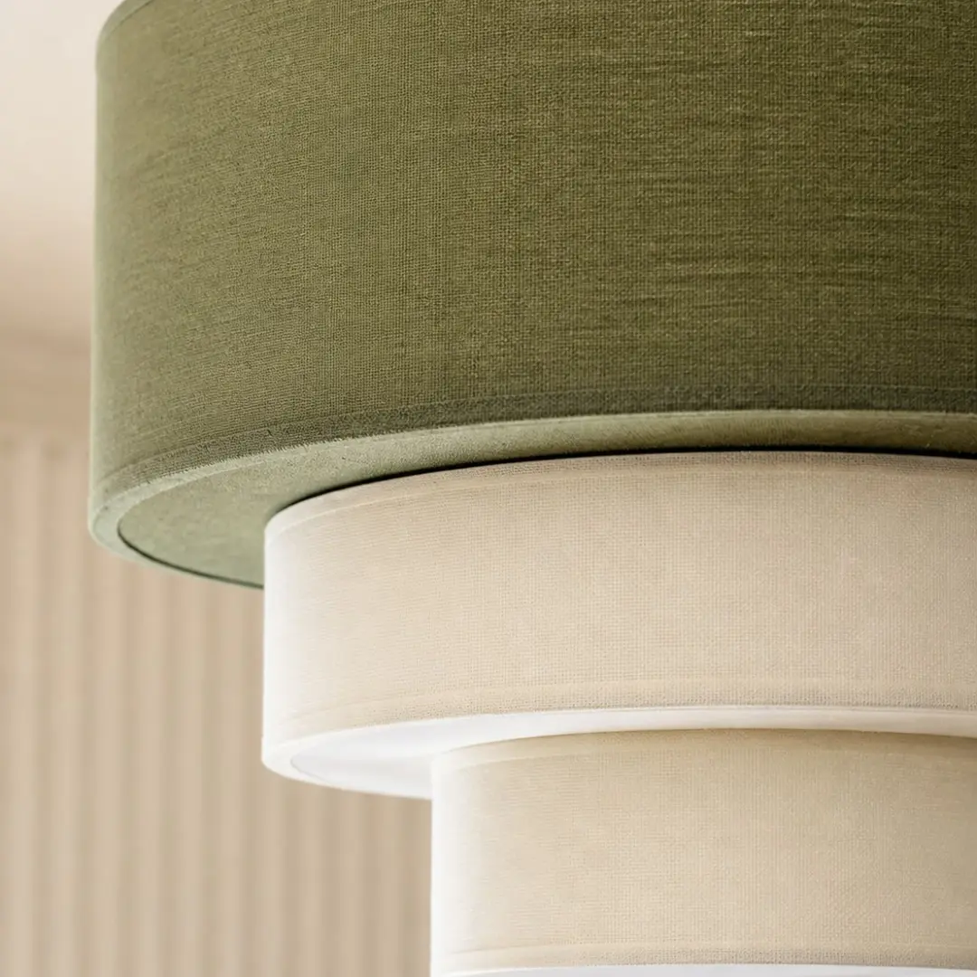 Layered fabric shade and contrasting trim detail