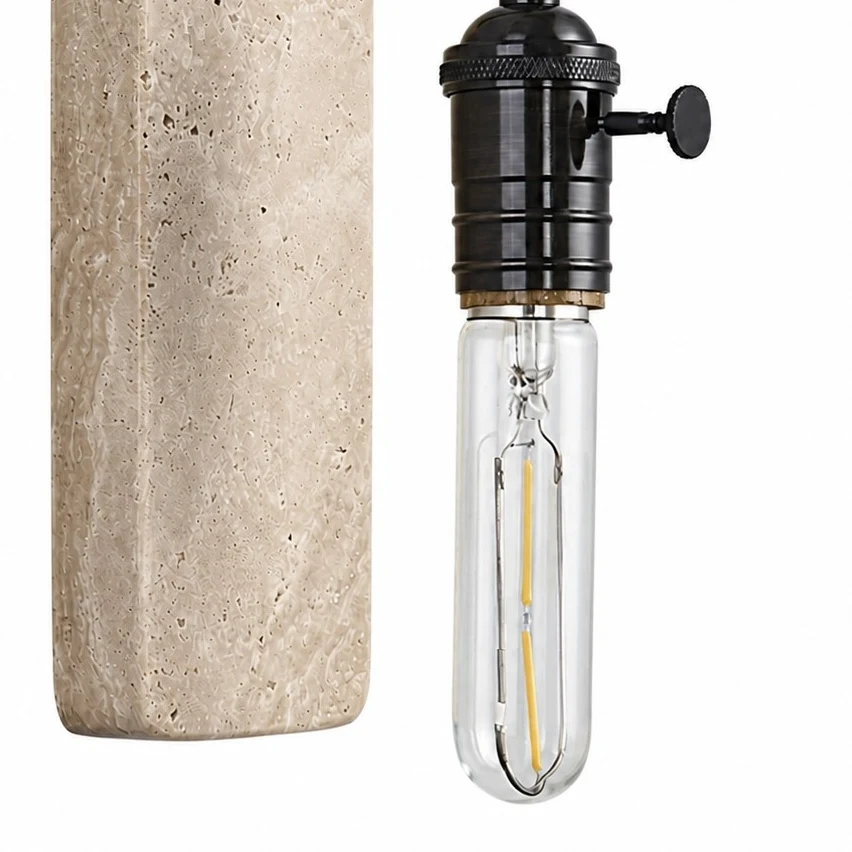 Black socket and natural stone texture detail