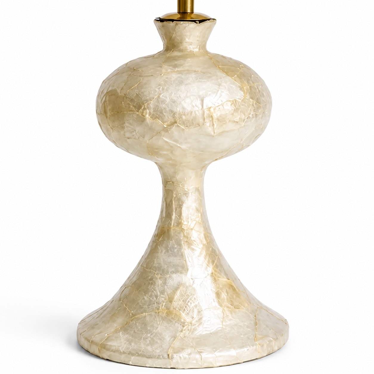 Close view of the capiz shell table lamp base texture