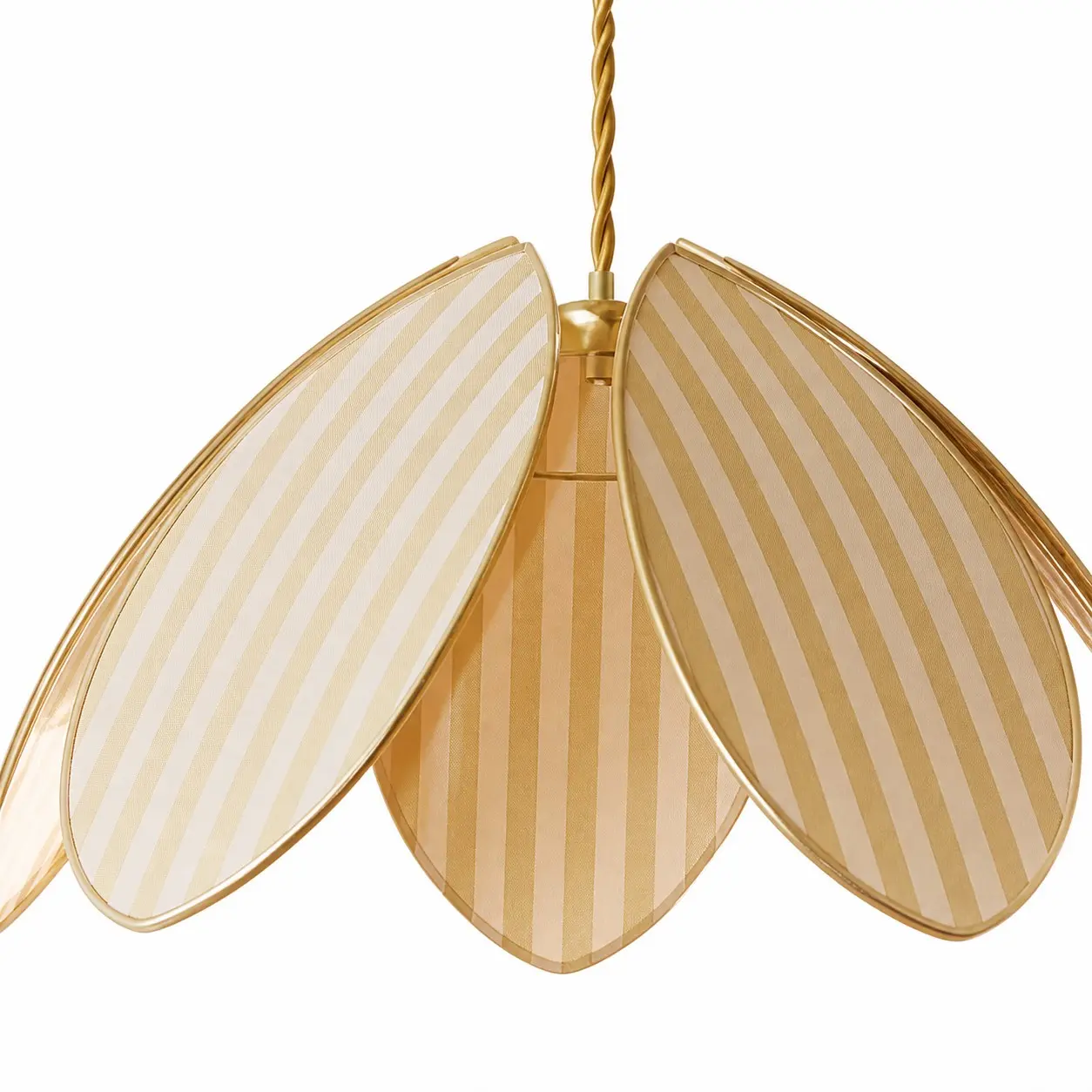 Layered petal shade structure and striped fabric detail