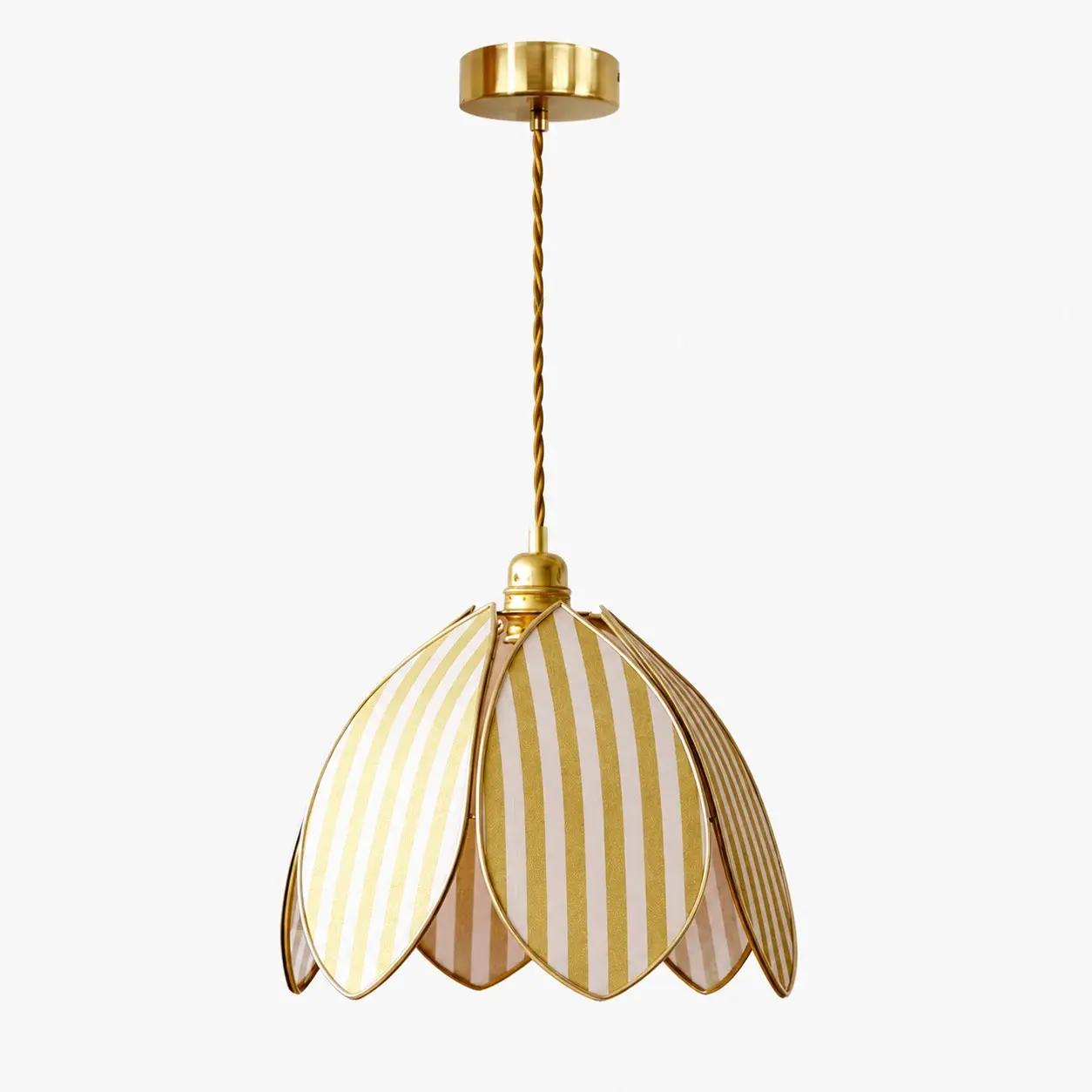 Yellow striped petal pendant light alternate view
