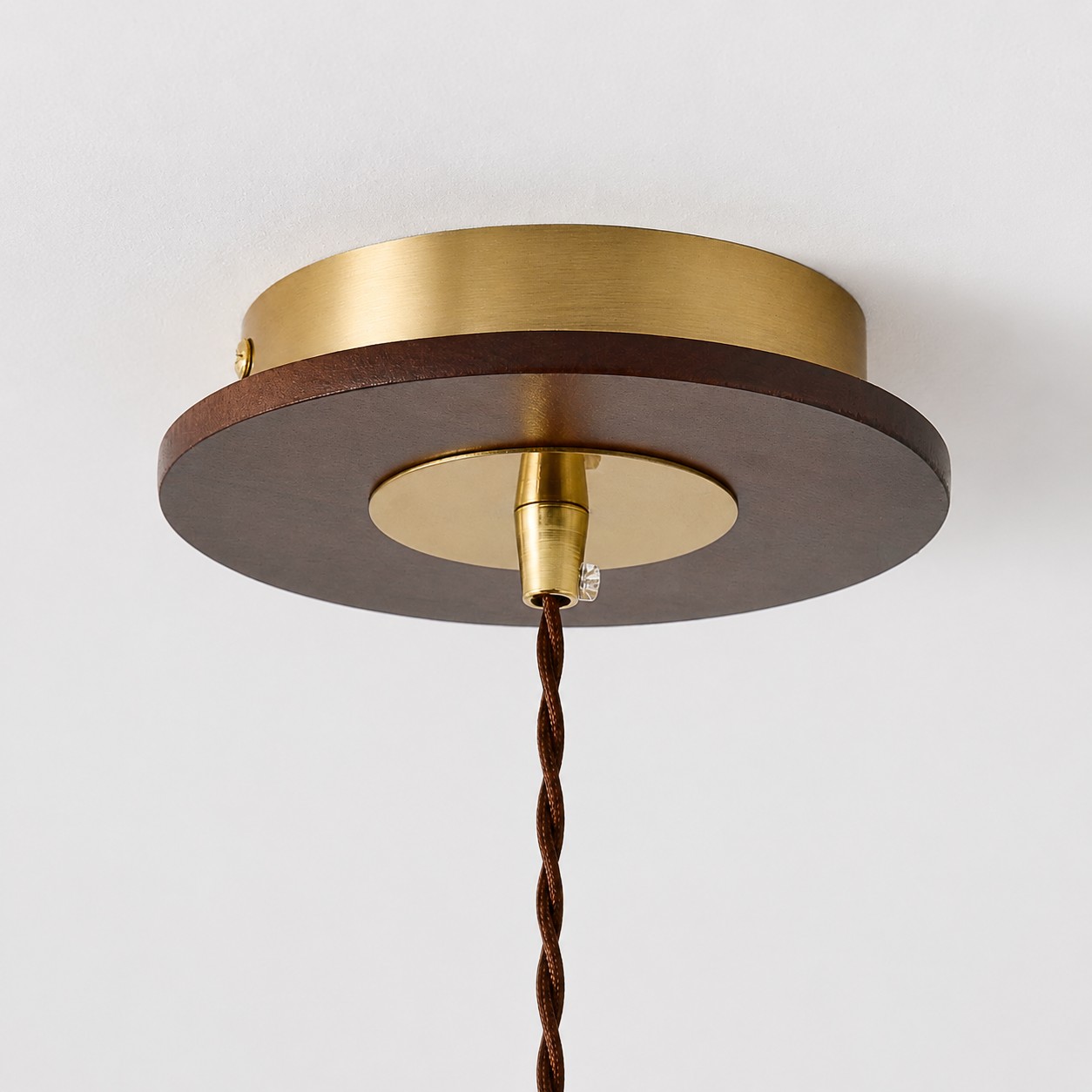 Round ceiling canopy and suspension cord detail