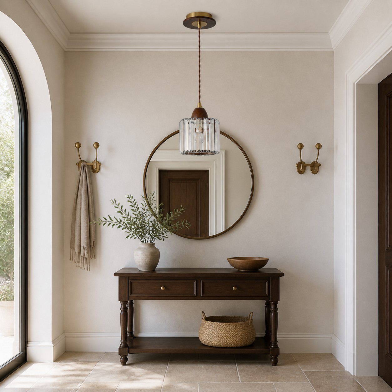 Crystal pendant light styled room view