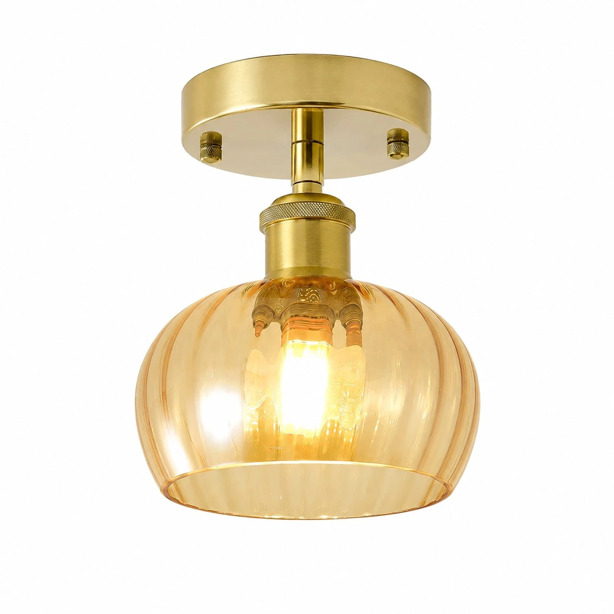 Cognac glass flush mount ceiling light