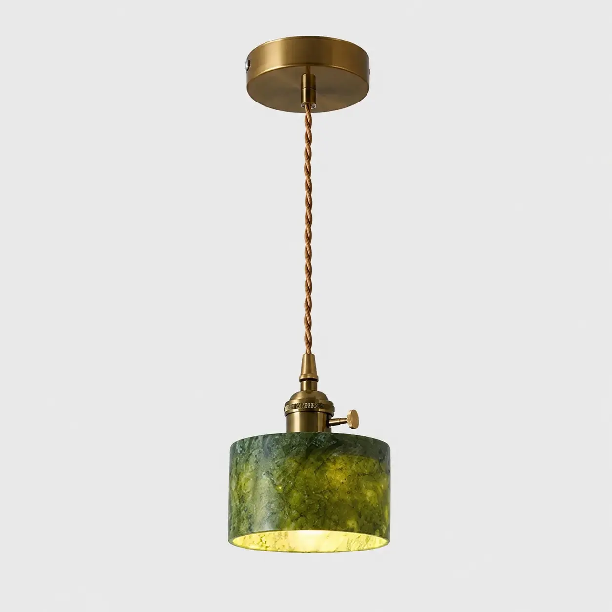 Jade stone pendant light with socket switch