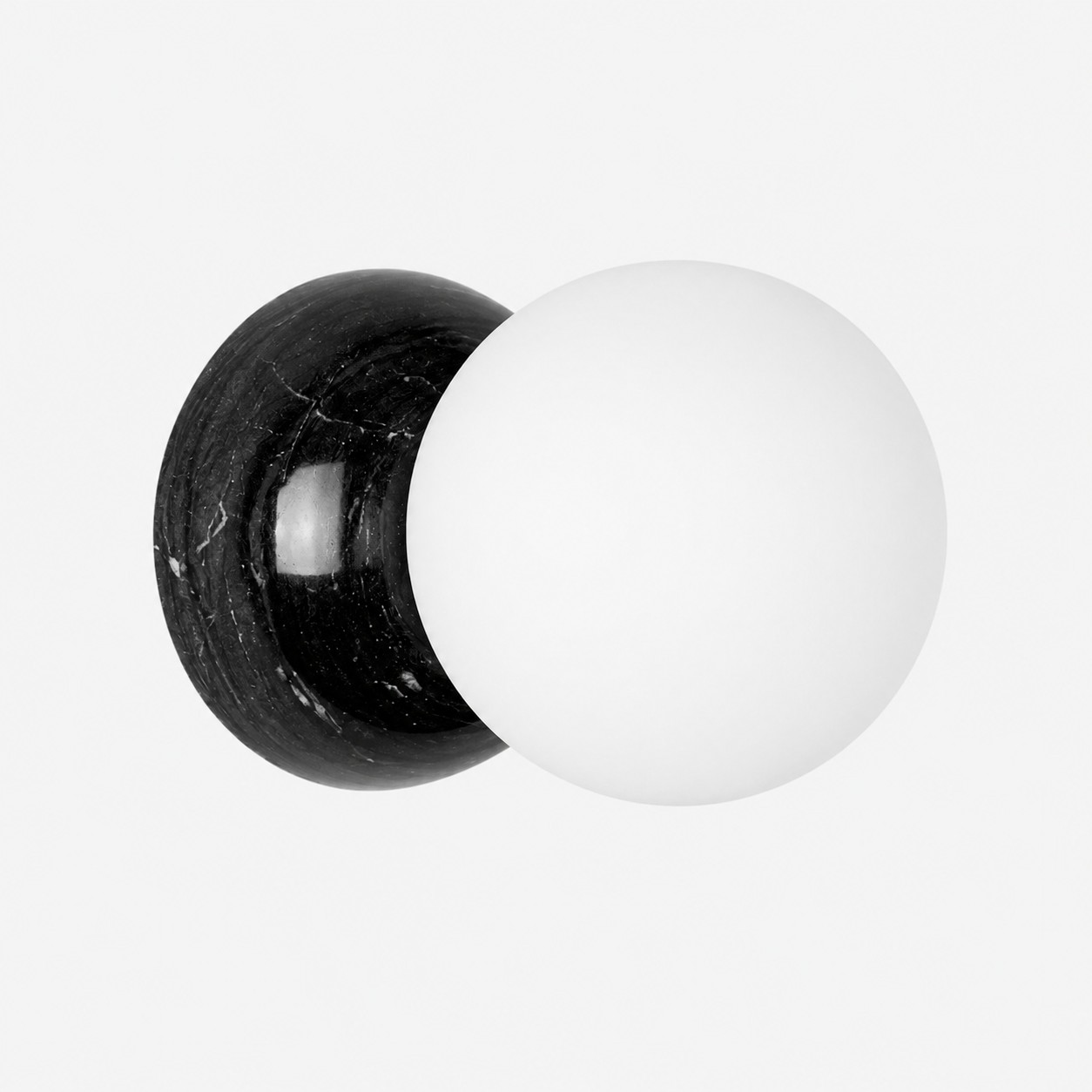 Marble globe wall sconce in Black Marble