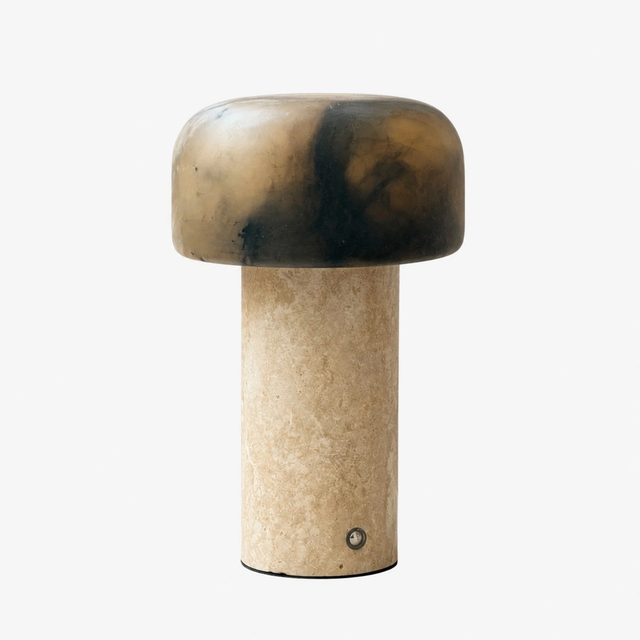 table lamp with Brown Dolomite shade and Yellow Travertine base