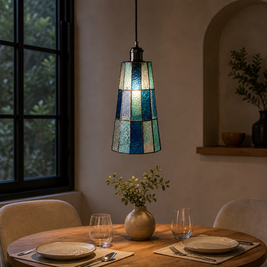 Artisan Stained Glass Tapered Pendant Light
