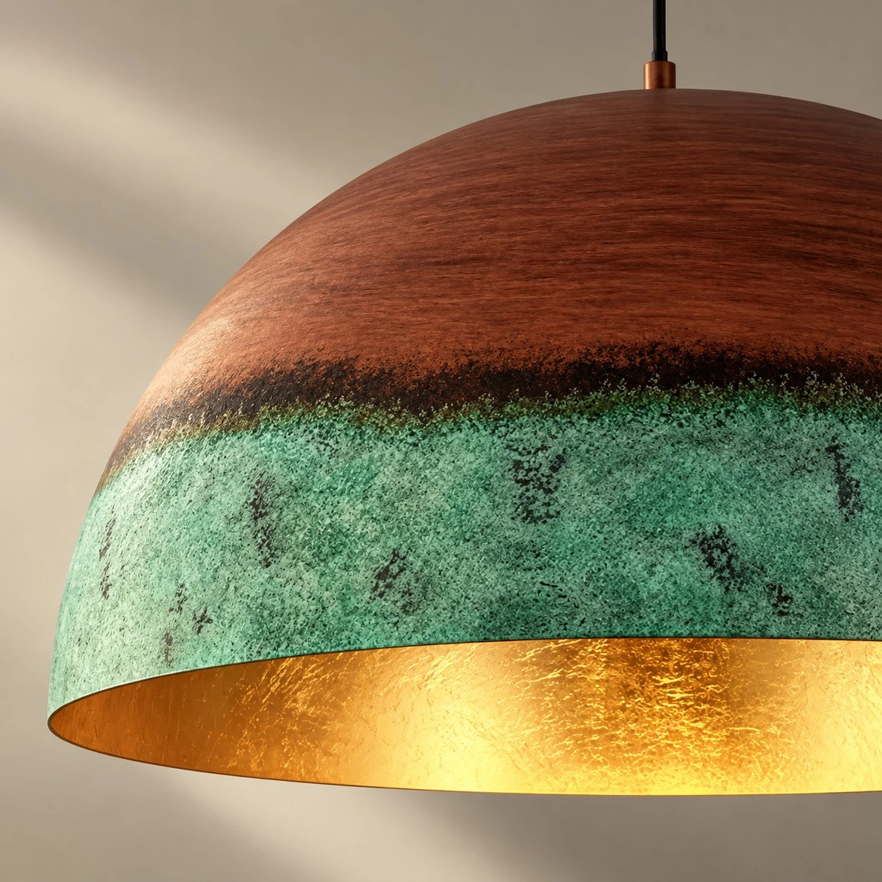 copper patina pendant light